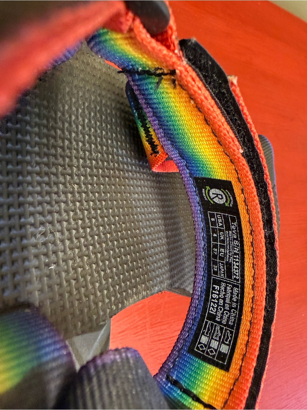 Teva Women’s Black Sandals with Rainbow Heel Strap - Picture 4 of 5